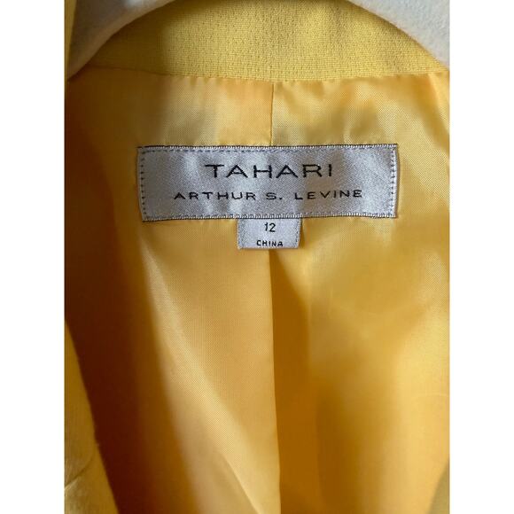 VTG Tahari Arthus S. Levine Yellow Blazer Sz 12 Career Business Office Teacher - Picture 4 of 6